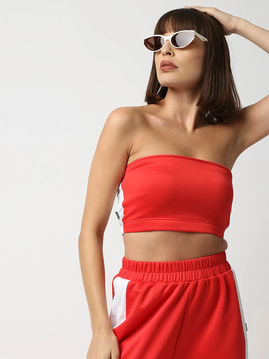 Disrupt Women Wide Leg Slit Pants With Tube Top Co-ord set