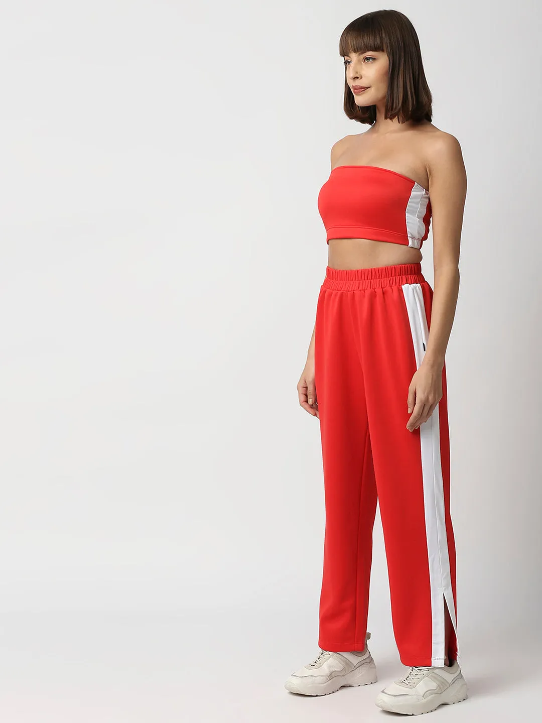 Disrupt Women Wide Leg Slit Pants With Tube Top Co-ord set