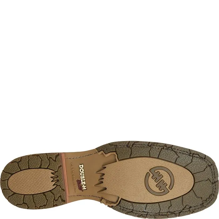 'Double H' Men's 12"Elliot SR Western Square Toe Roper - Brown / Green