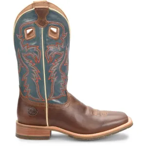 'Double H' Men's 12"Elliot SR Western Square Toe Roper - Brown / Green