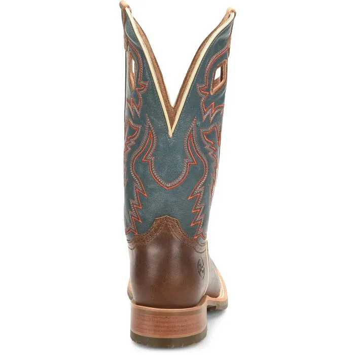 'Double H' Men's 12"Elliot SR Western Square Toe Roper - Brown / Green