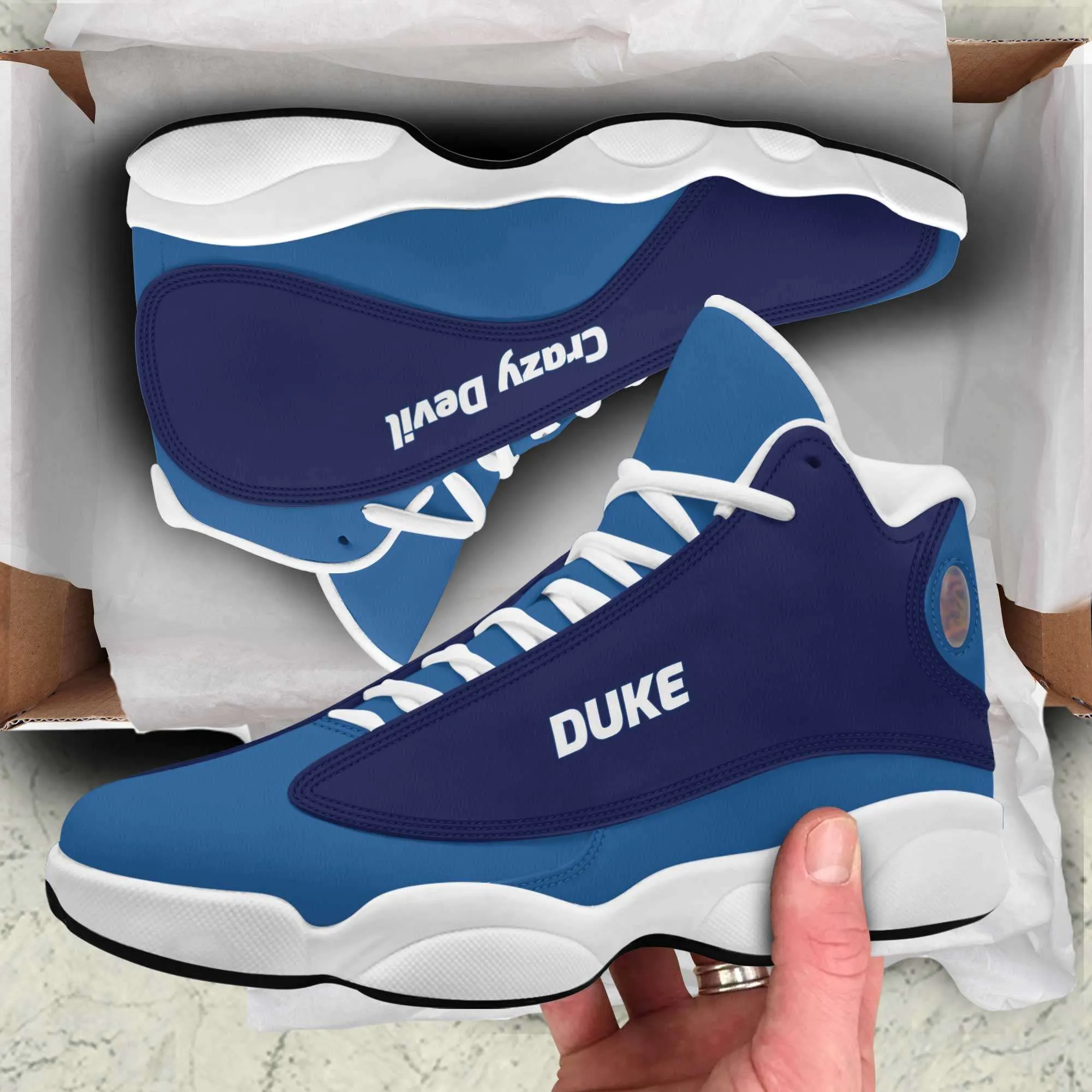 Duke Crazy Devil Basketball Fan Microfiber Hightop Sneakers