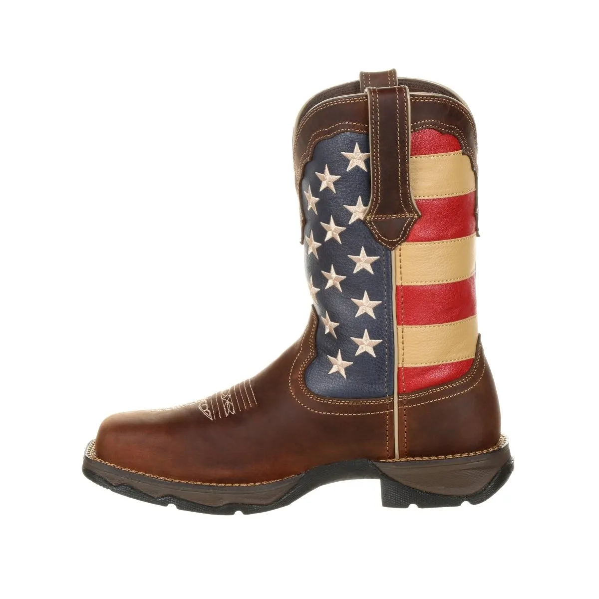 Durango Lady Rebel Work Women's Steel Toe Patriotic Flag Work Boots Drd0234 In Brown And Union Flag