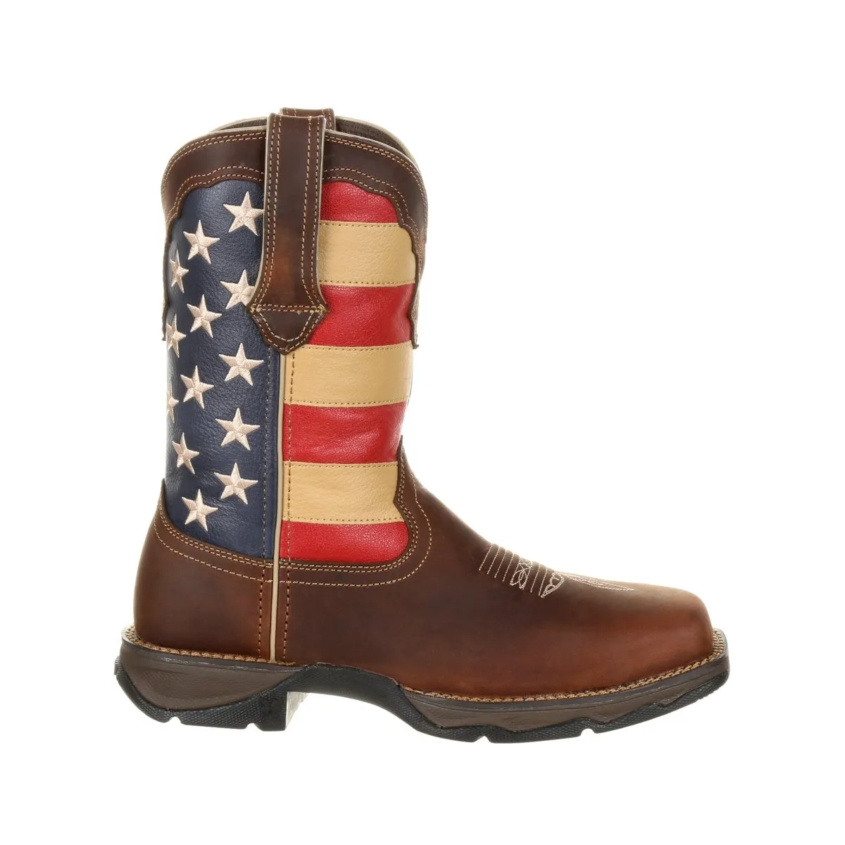 Durango Lady Rebel Work Women's Steel Toe Patriotic Flag Work Boots Drd0234 In Brown And Union Flag
