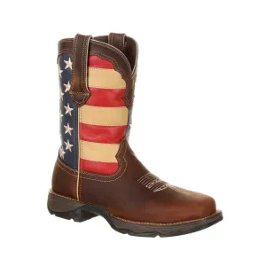 Durango Lady Rebel Work Women's Steel Toe Patriotic Flag Work Boots Drd0234 In Brown And Union Flag