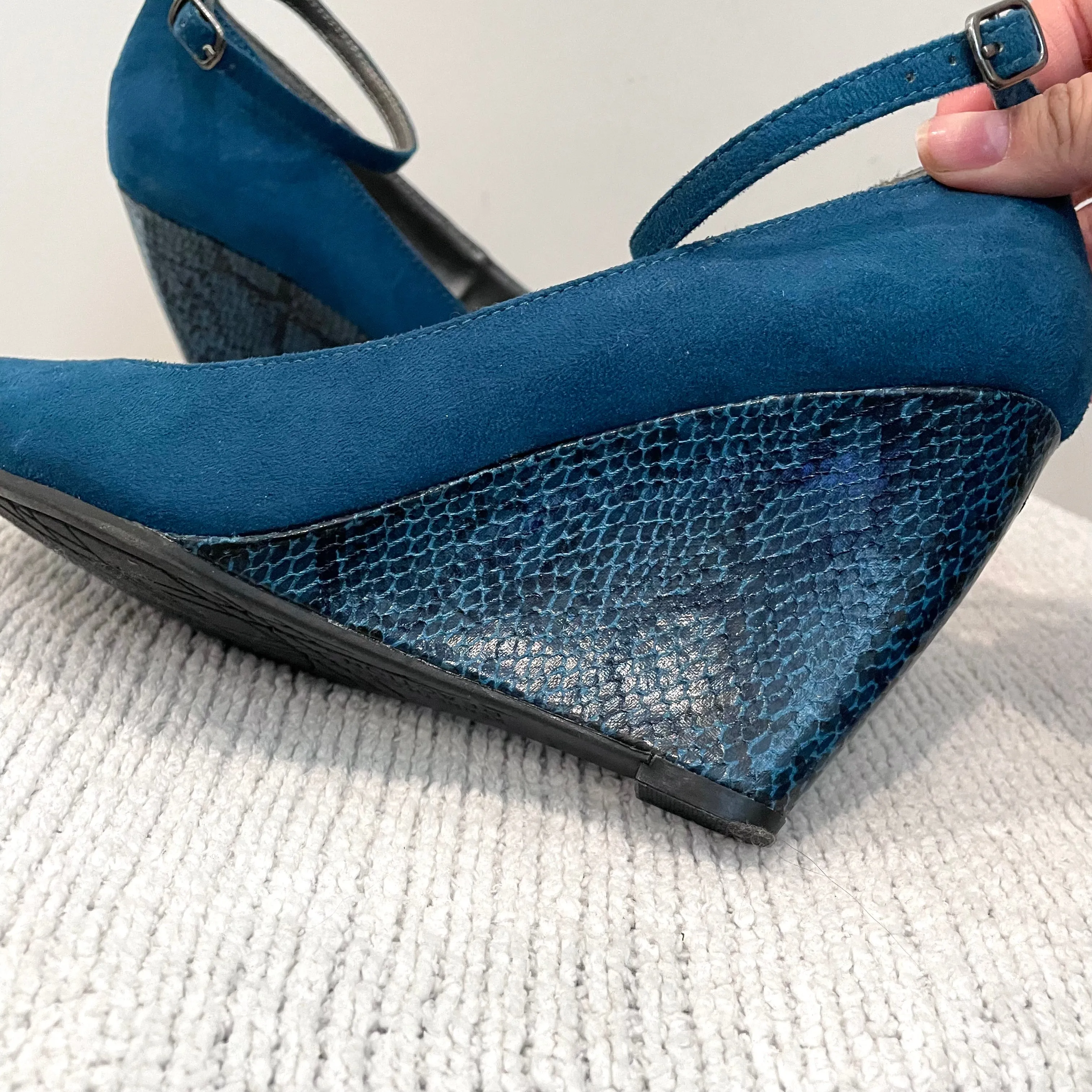 Faux Suede Snakeskin Wedge Heels