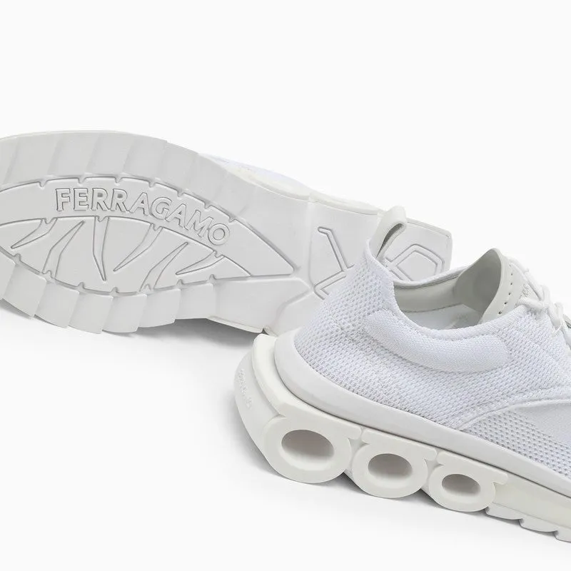 Ferragamo White Knit Trainer for Men - SS23 Collection