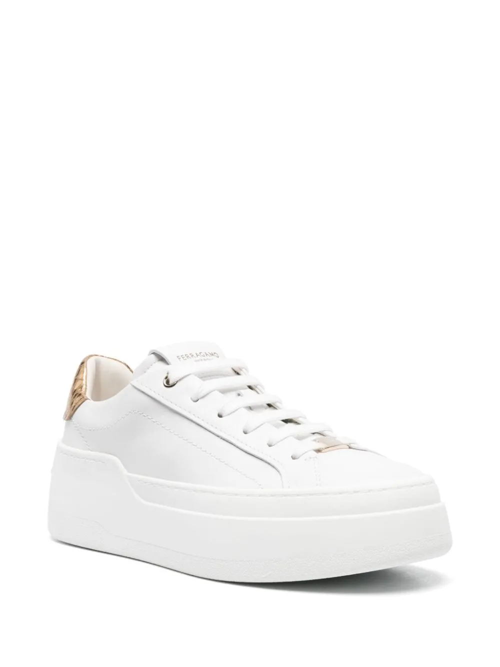 Ferragamo White Leather Platform Sneakers for Women