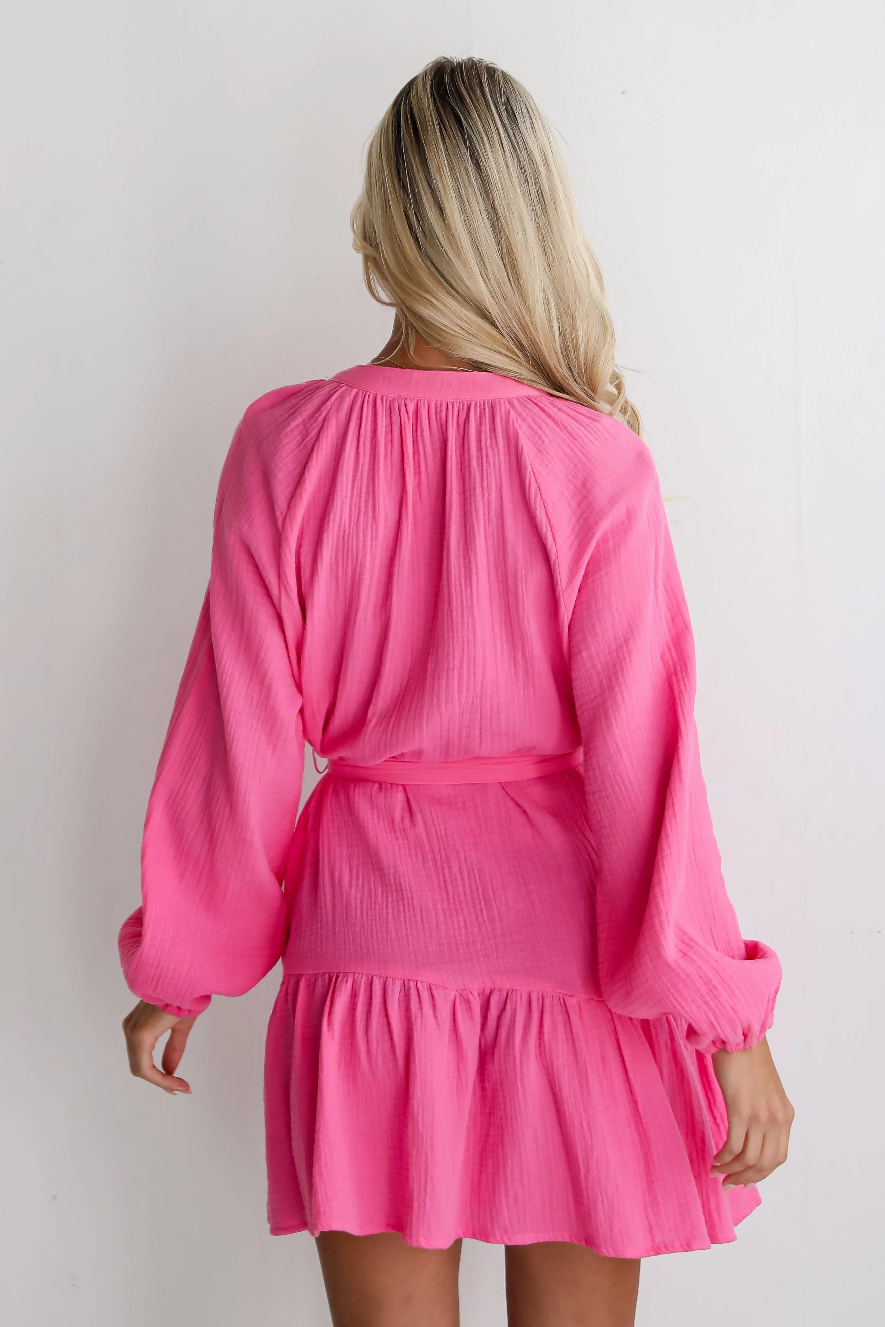 FINAL SALE - Sweetest Instinct Hot Pink Linen Mini Dress