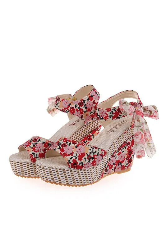 Floral Wedge Platform Sandals