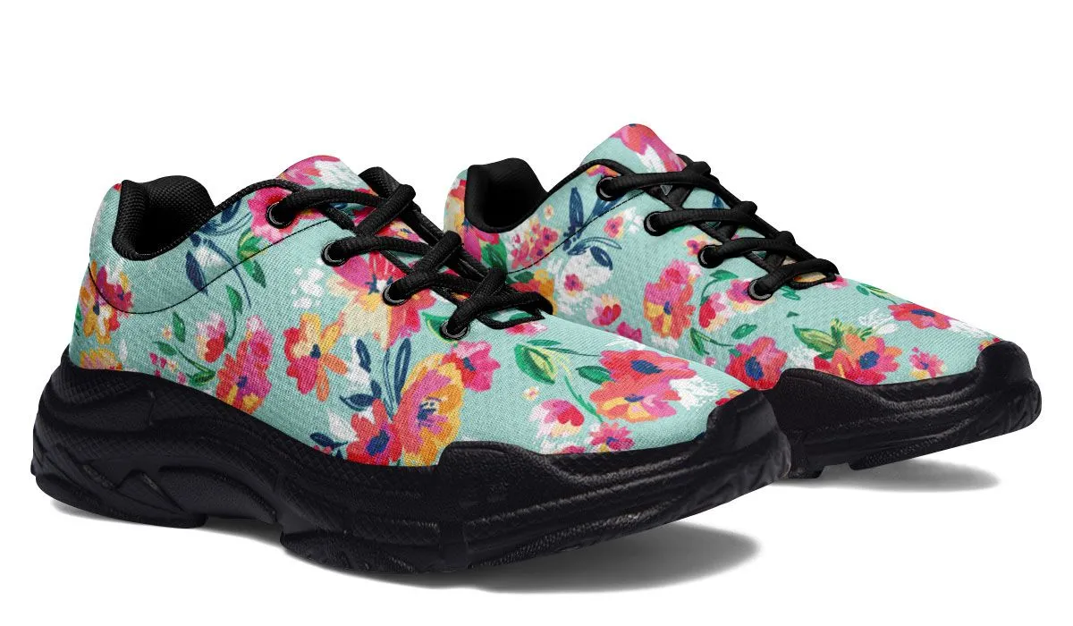 Florals Turquoise Chunky Sneakers