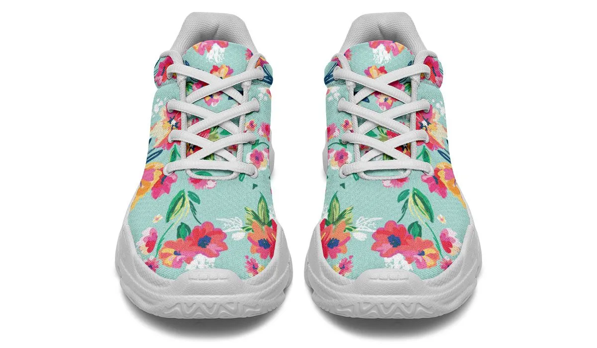 Florals Turquoise Chunky Sneakers