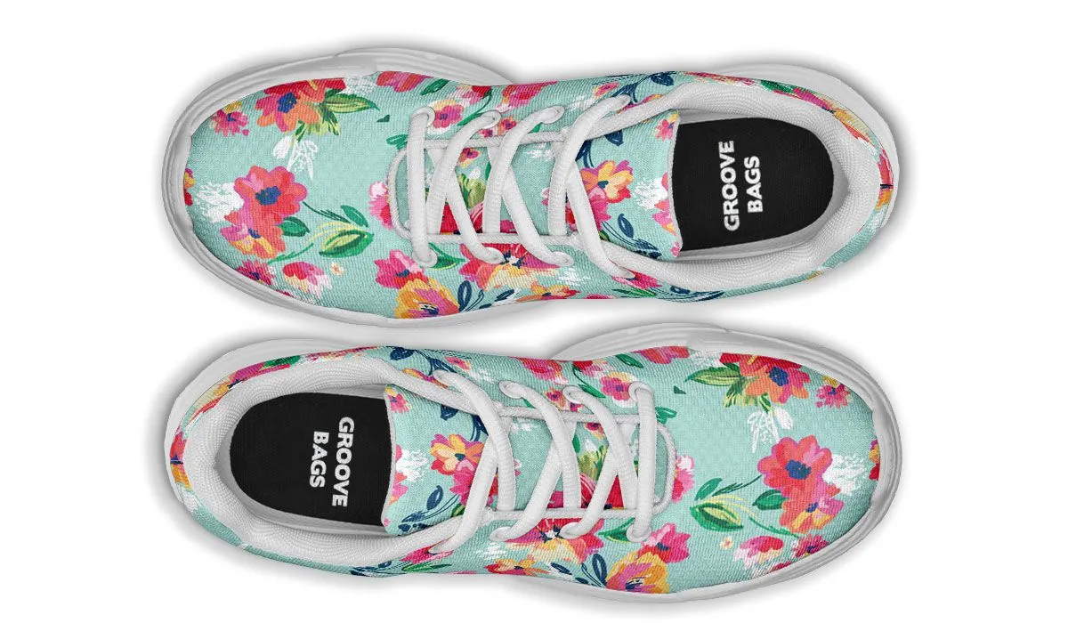 Florals Turquoise Chunky Sneakers