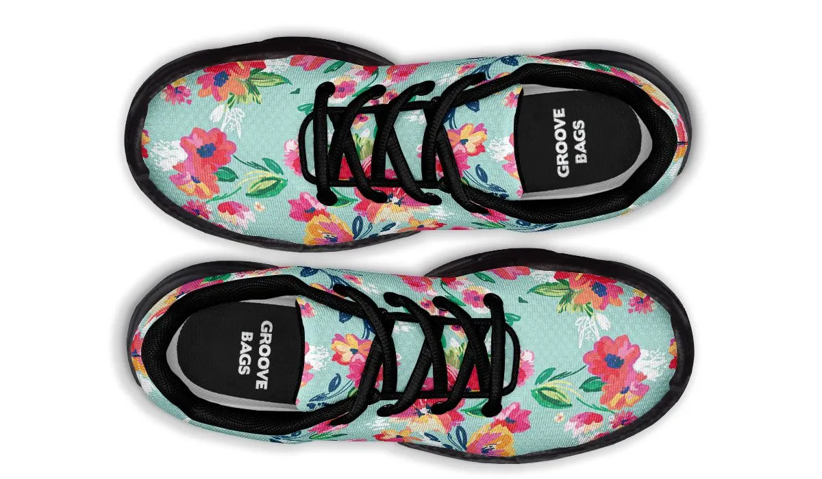 Florals Turquoise Chunky Sneakers