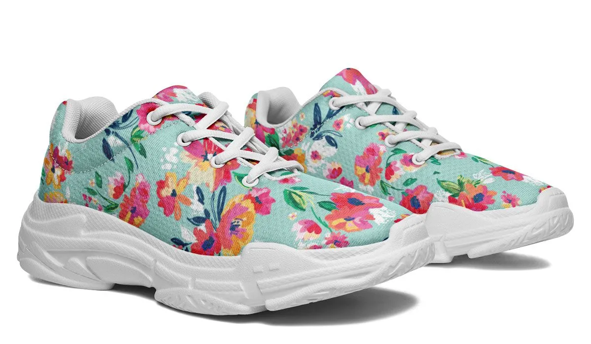 Florals Turquoise Chunky Sneakers