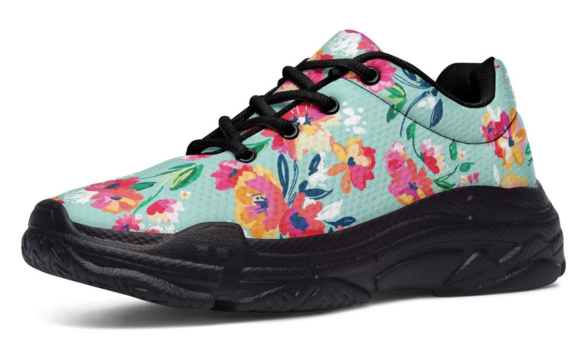 Florals Turquoise Chunky Sneakers