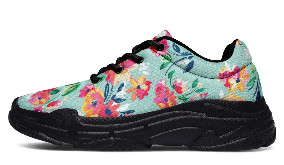 Florals Turquoise Chunky Sneakers