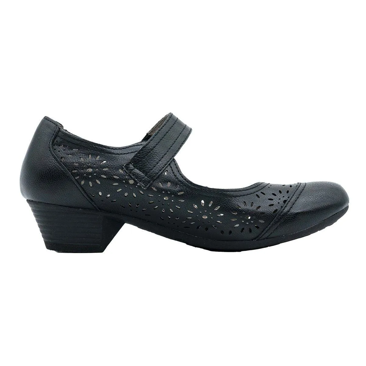 Footflexx High-Heel Shoes Leather Black Colour For Women