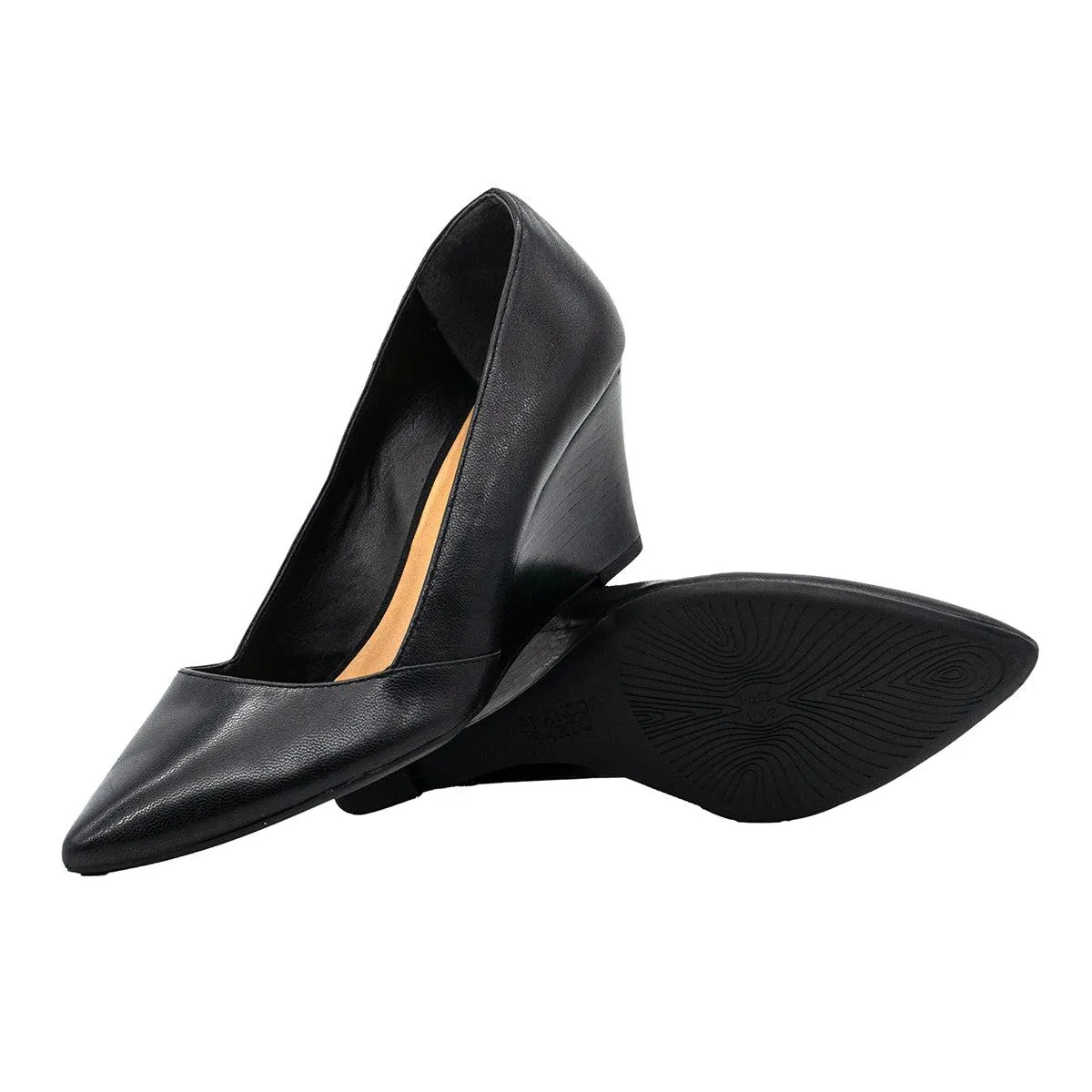 Franco Sarto Frankie Wedge Shoes Leather Black Colour For Women