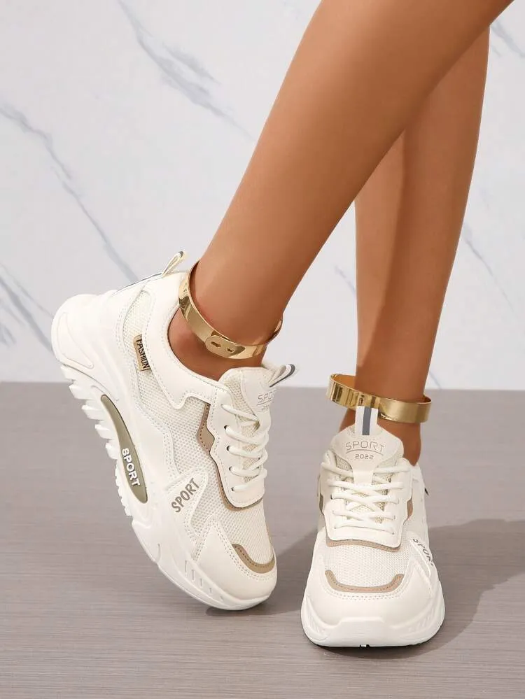 Graphic Lace-up Front Chunky Sneakers