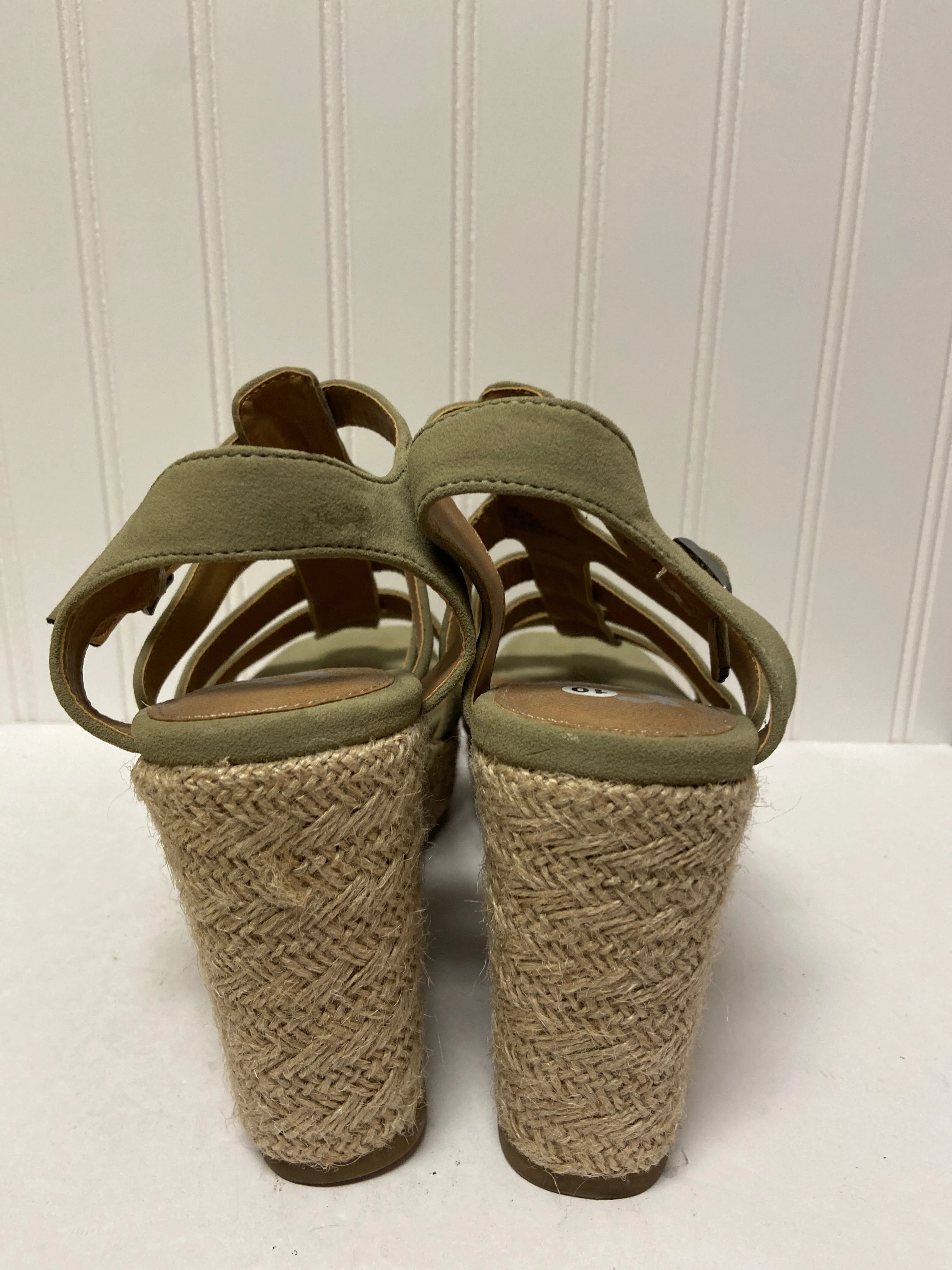 Green Sandals Heels Wedge Report, Size 10