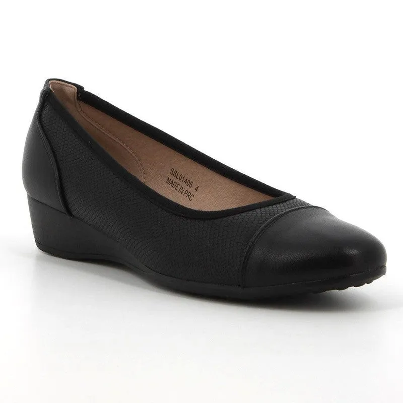 Hush Puppies Rishelle Wedge - Black Reptile