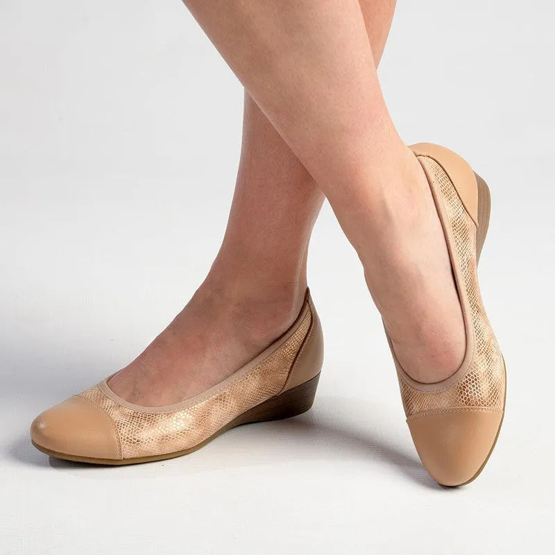 Hush Puppies Rishelle Wedge - Rose Gold Reptile