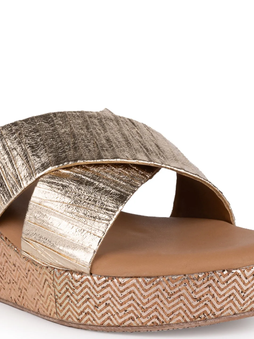 Hydes N Hues Gold Wedge Heels