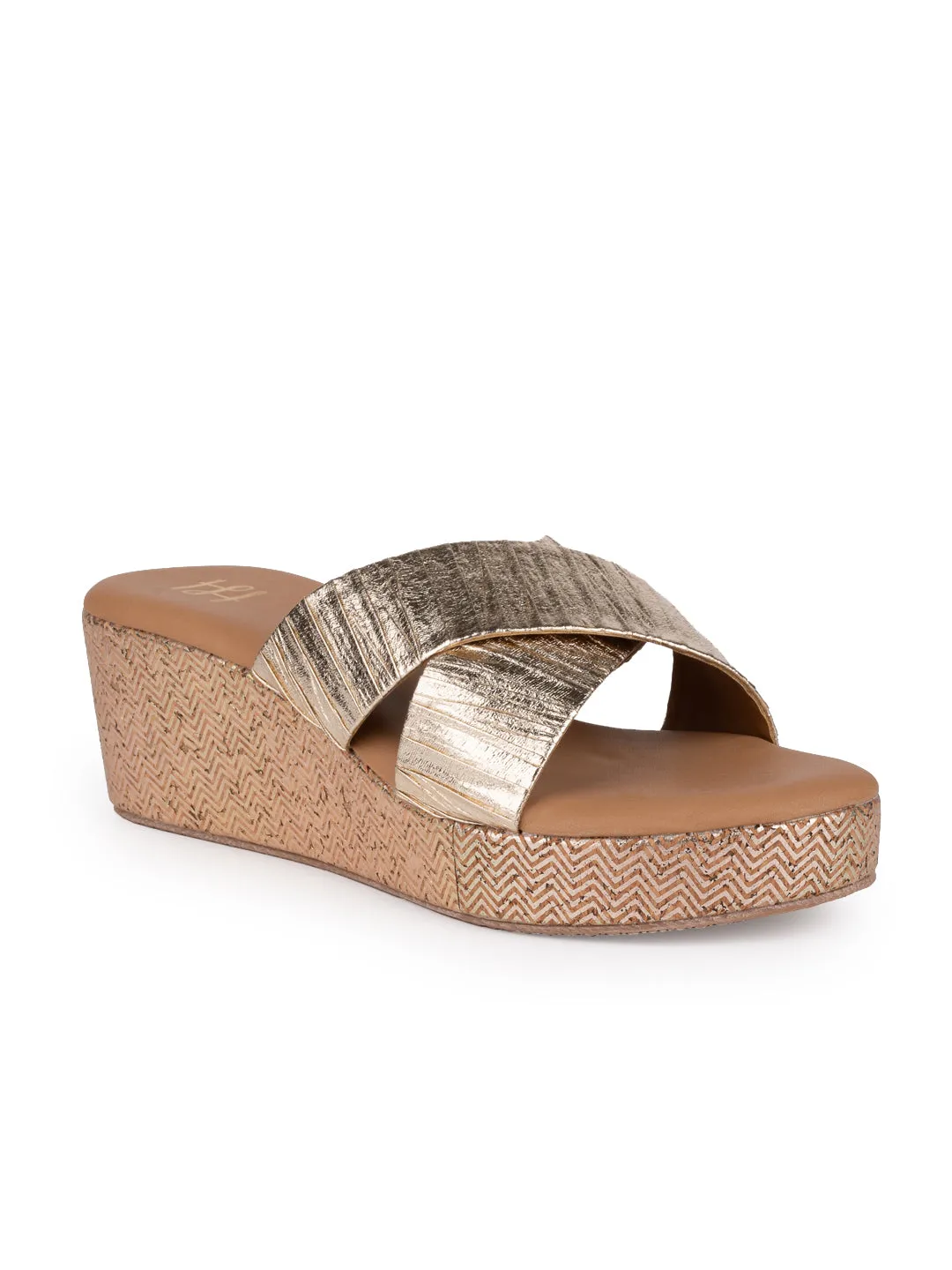 Hydes N Hues Gold Wedge Heels