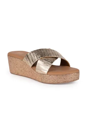 Hydes N Hues Gold Wedge Heels