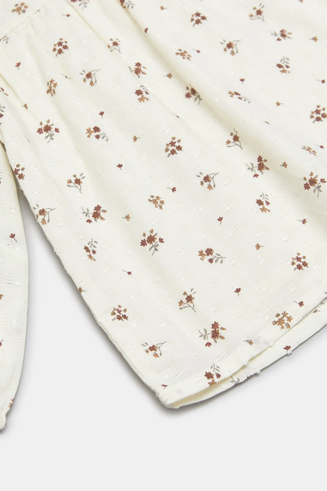 Infant Girls Ivory Printed Blouse