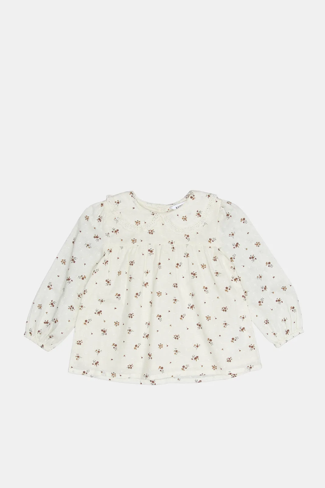 Infant Girls Ivory Printed Blouse