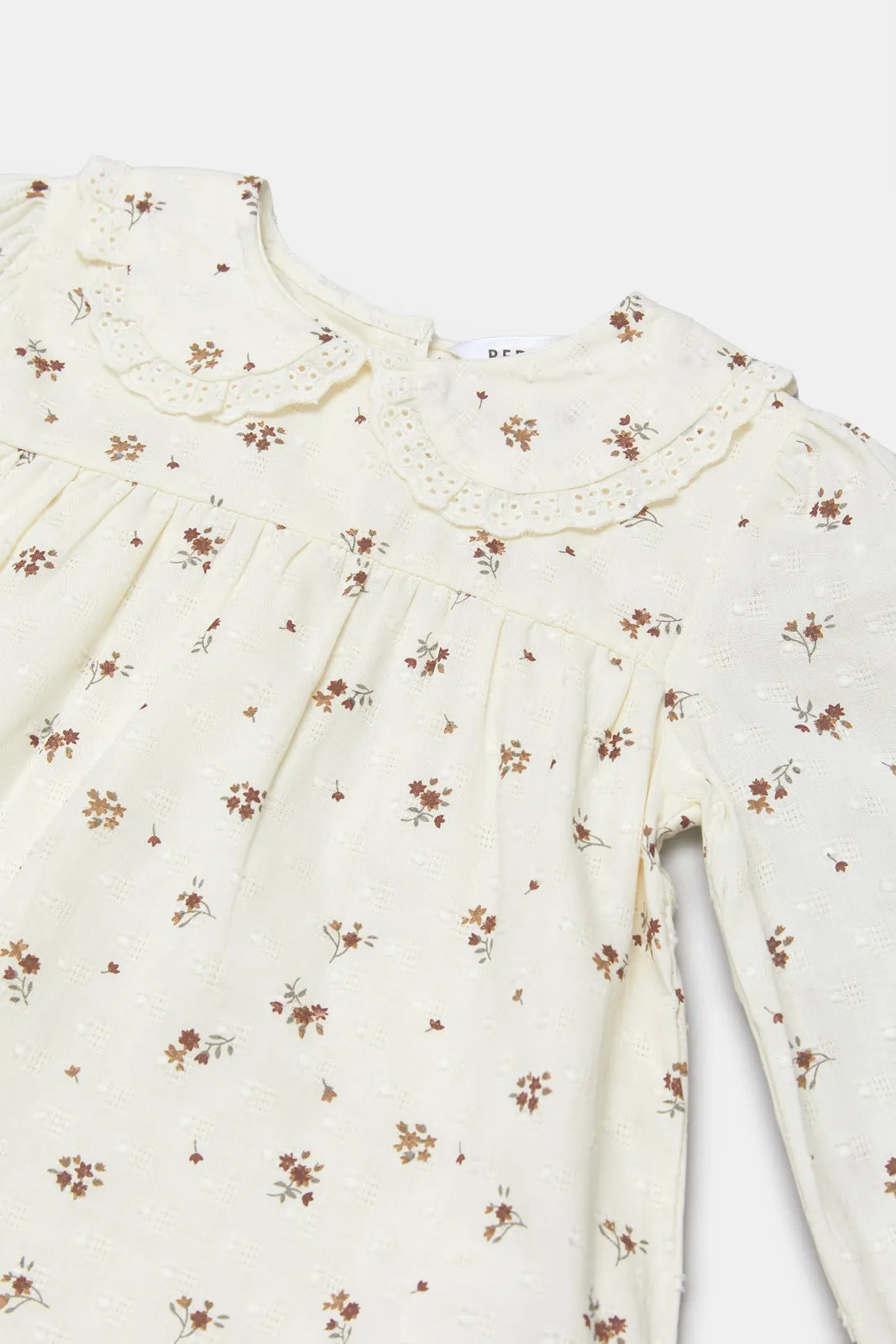 Infant Girls Ivory Printed Blouse