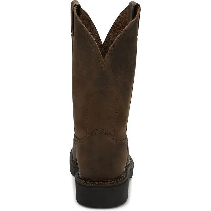 Justin Men's Balusters 11" ST Western USA Made Work Boot -Brown- 4445