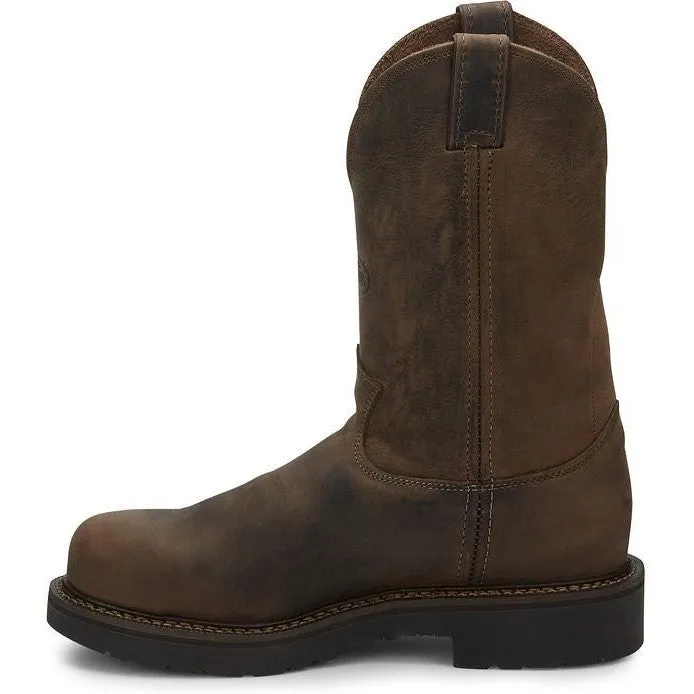 Justin Men's Balusters 11" ST Western USA Made Work Boot -Brown- 4445