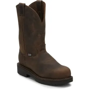 Justin Men's Balusters 11" ST Western USA Made Work Boot -Brown- 4445