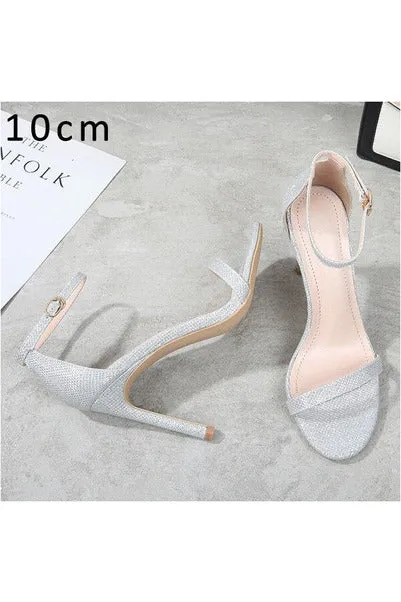 Leather Peep Toes Buckle Strap High Heels