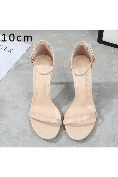 Leather Peep Toes Buckle Strap High Heels