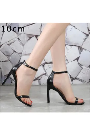 Leather Peep Toes Buckle Strap High Heels