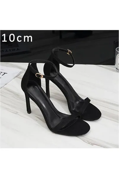 Leather Peep Toes Buckle Strap High Heels