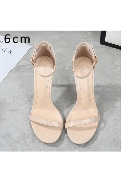 Leather Peep Toes Buckle Strap High Heels