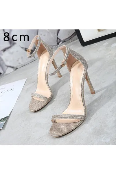 Leather Peep Toes Buckle Strap High Heels