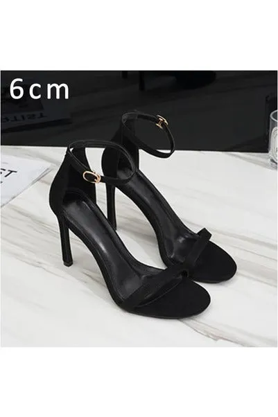 Leather Peep Toes Buckle Strap High Heels