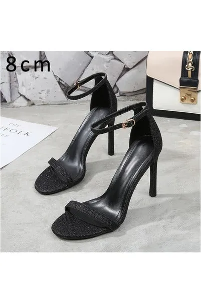 Leather Peep Toes Buckle Strap High Heels