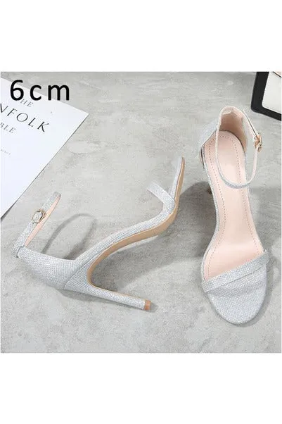 Leather Peep Toes Buckle Strap High Heels