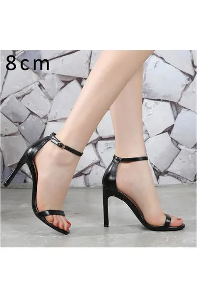 Leather Peep Toes Buckle Strap High Heels