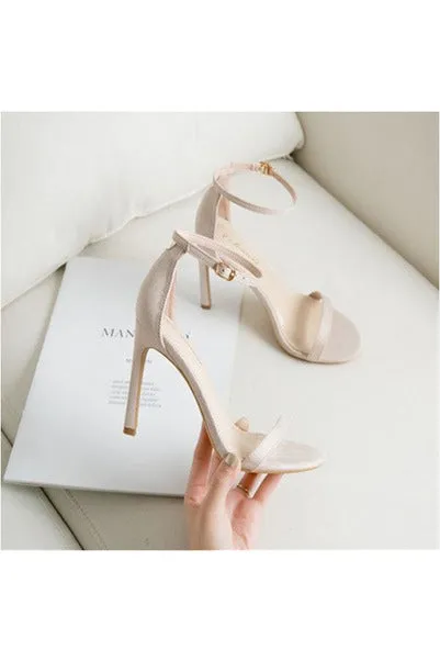 Leather Peep Toes Buckle Strap High Heels