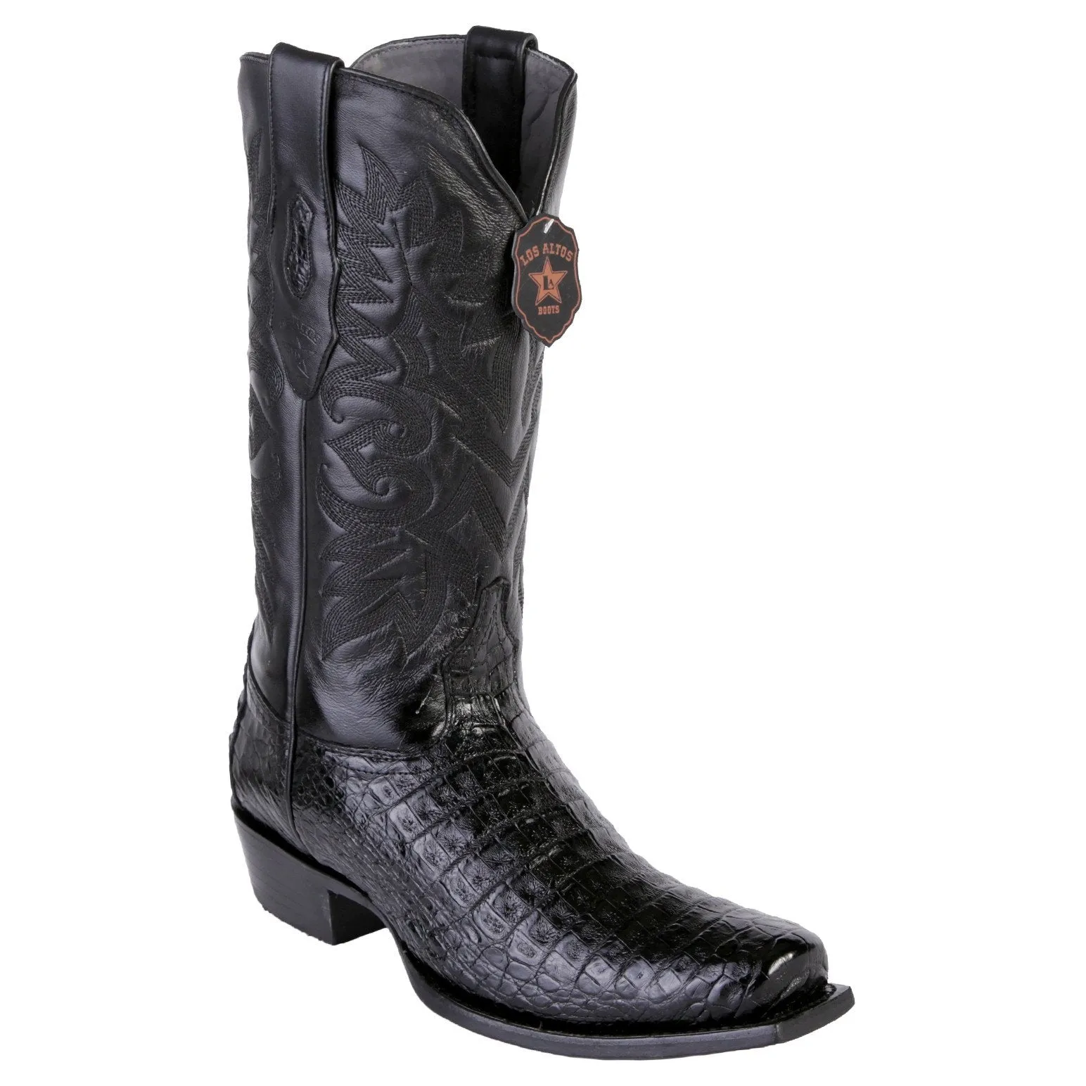 Los Altos Men's Black Caiman Belly Cowboy Boots 7-Toe 588205