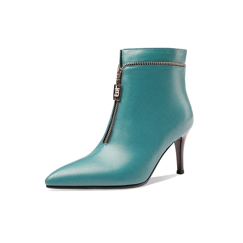 LuxeLeather Exotic Point Toe Slip-On Boots