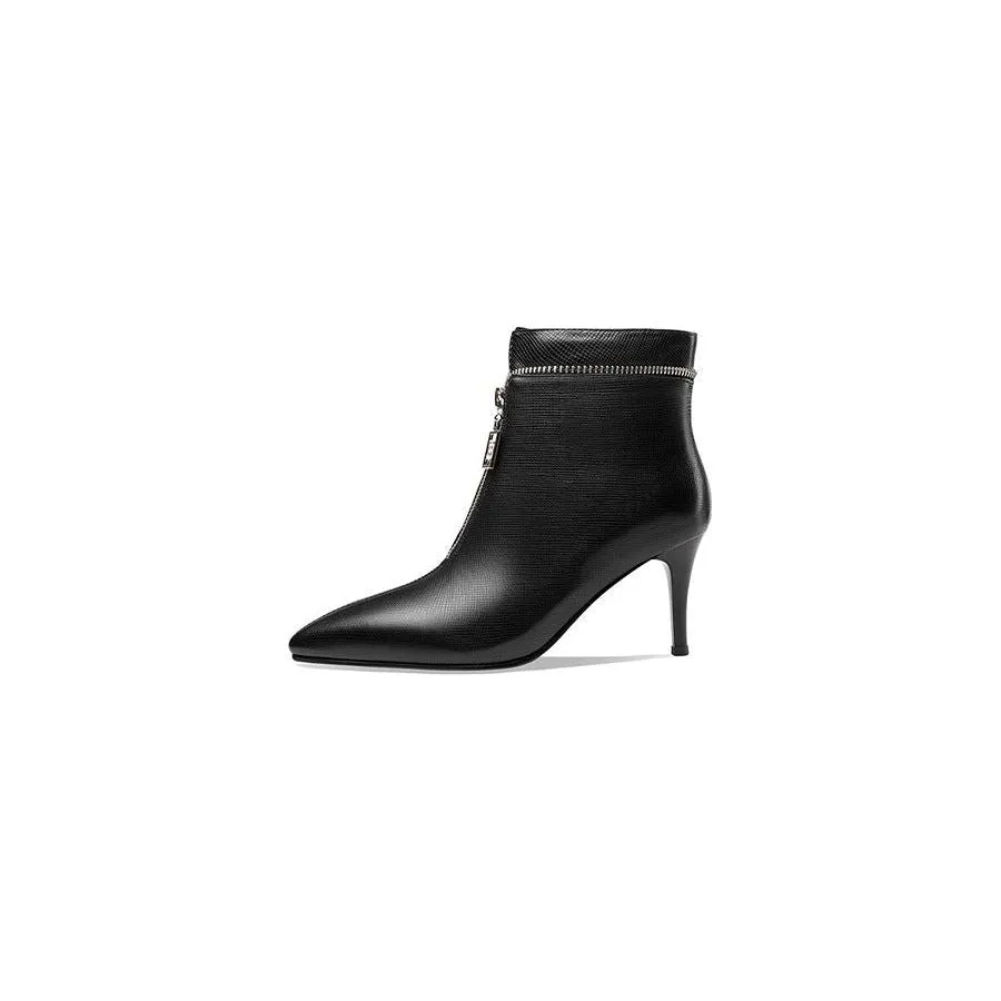 LuxeLeather Exotic Point Toe Slip-On Boots